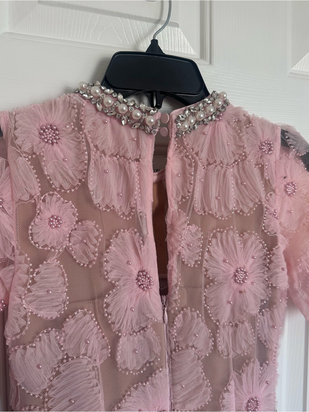 Self Portrait Pink Embellished Tulle Maxi Dress - Picture 9 of 16
